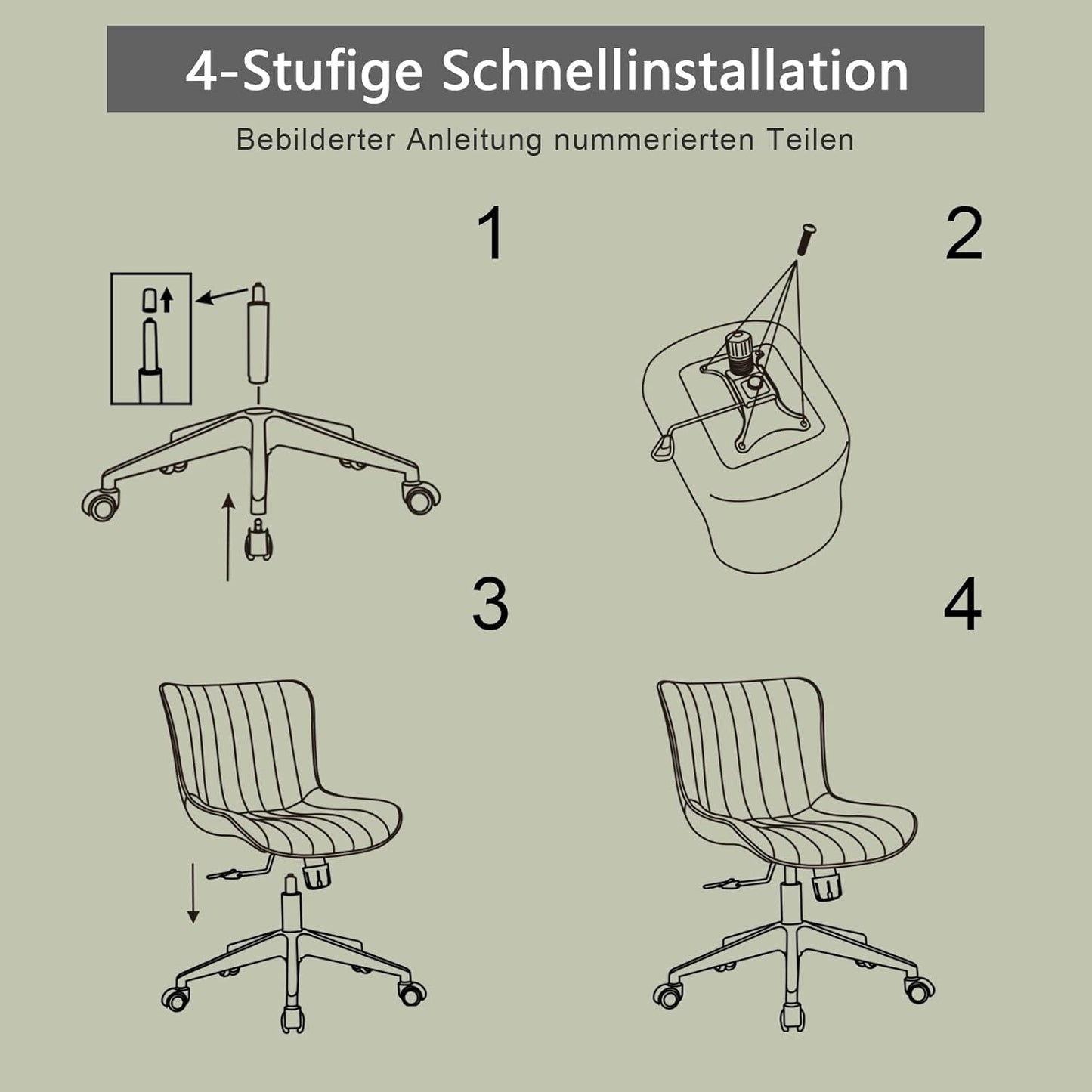Bürostuhl Ergonomisch, Schreibtischstuhl Höhenverstellbar, Bürostuhl mit PU-Leder & Rollen