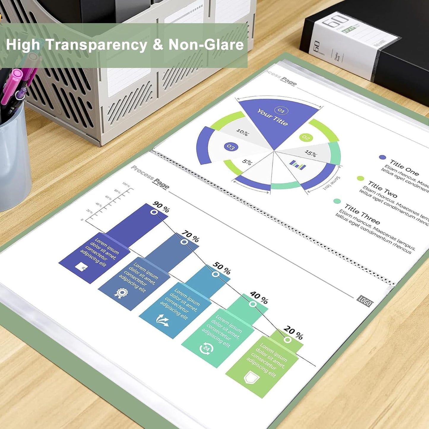 A4 Sichtbuch mit Klarsichthüllen Ordner mit Folien Projektordner für Einzelpersonen, Büro und Zuhause