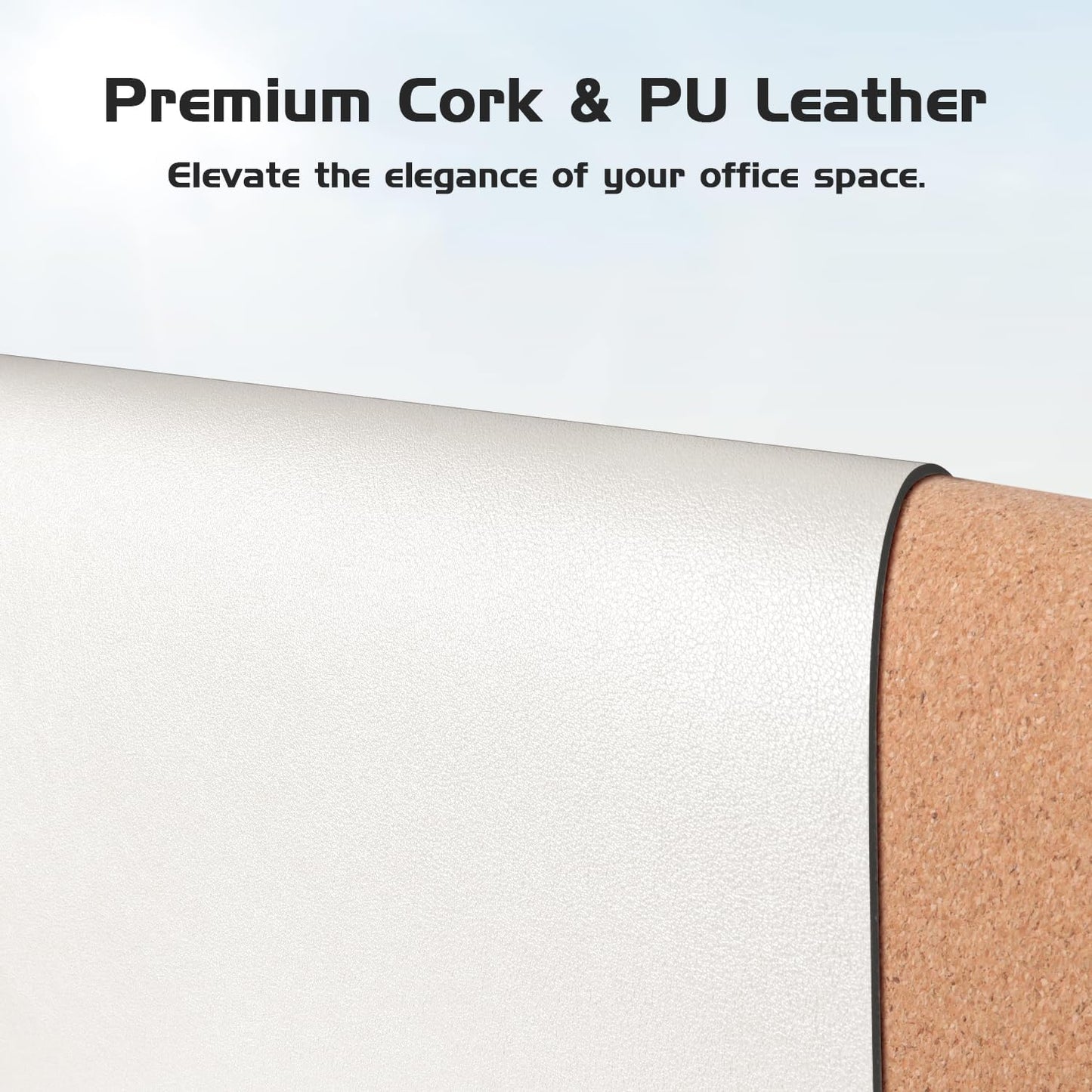 Cork Desk Mat, Double-Sided Desk Pad with Natural Cork & PU Leather, Mouse Pad/Table Protector Light Gray