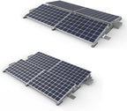 Komplette Montageset für 4 Solar Module geeignet für Flachdach, Garagedach und ebener Boden bis zu 5° Dachneigung, Aufstellungwinkel 10°, Süden oder Ost-West Ausrichtung