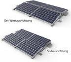 Komplette Montageset für 4 Solar Module geeignet für Flachdach, Garagedach und ebener Boden bis zu 5° Dachneigung, Aufstellungwinkel 10°, Süden oder Ost-West Ausrichtung