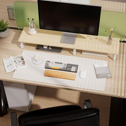 Cork Desk Mat, Double-Sided Desk Pad with Natural Cork & PU Leather, Mouse Pad/Table Protector Light Gray