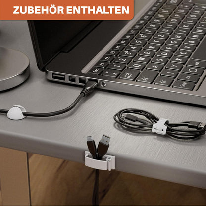 2-Piece Cable Management Desk Set White – No-Drill Cable Organizer for Hiding Cables