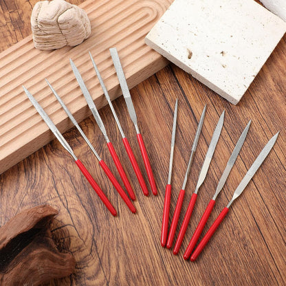 Set of mini diamond files, 10 pieces, 3 mm x 140 mm, small diamond files, mini metal files, tools for precise metalworking